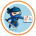 kirjoittamalla teksteja ninja ikon
